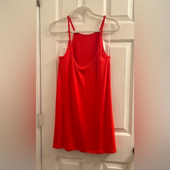 Size small red high neckline solid sleeveless straps layering dress - Picture 3 of 5